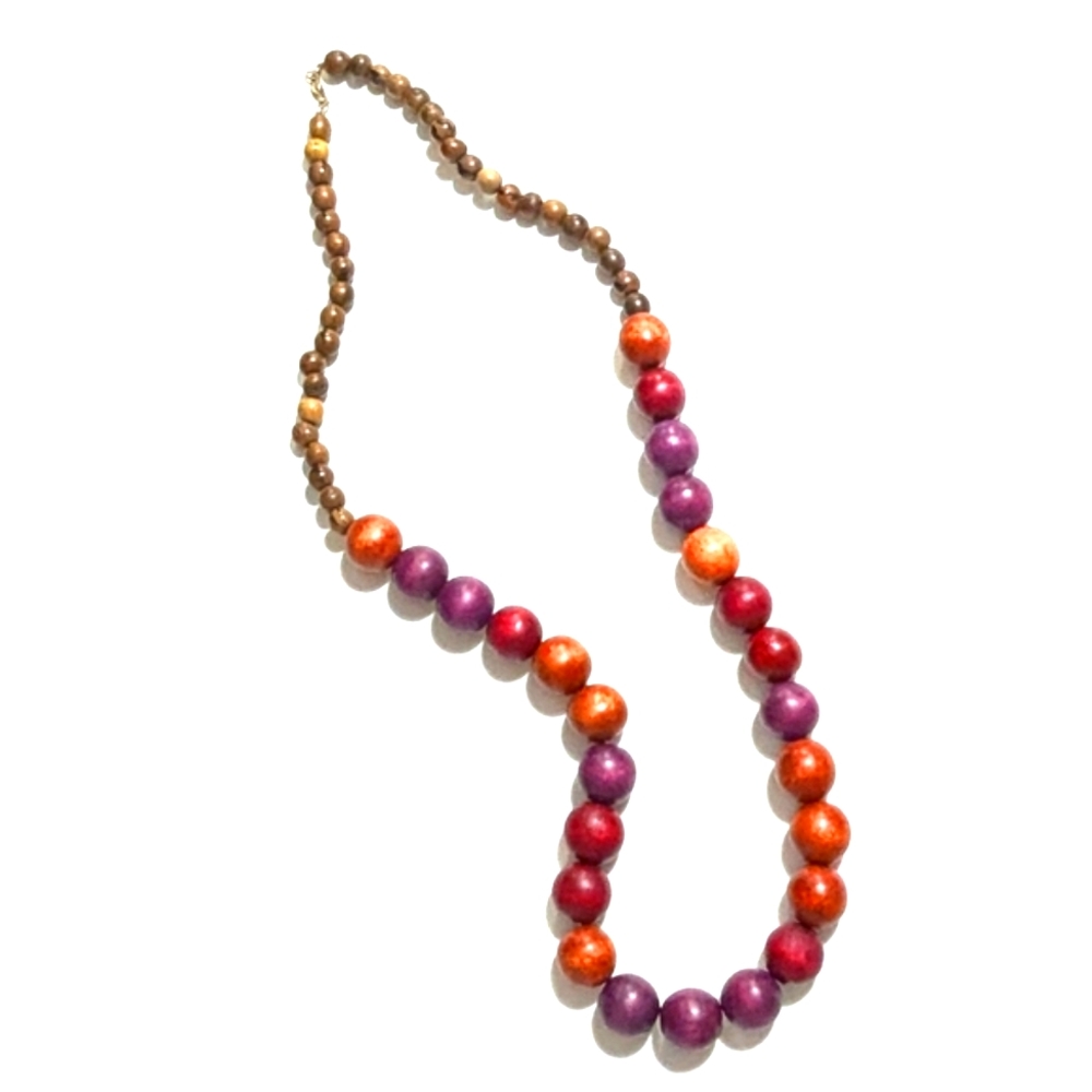 Purple and Brown | Necklace | Wood Beads | Bohemian | Beach | Shabby Chic|Hippie